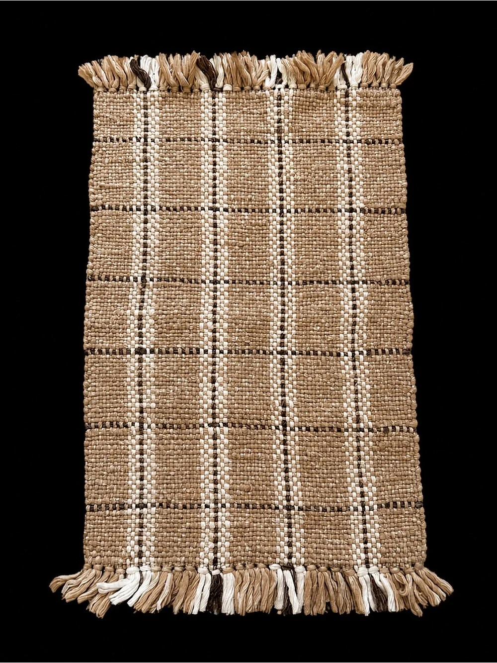 SERENA & LILY/GoodWeave Handwoven WoolWindowpane Plaid Fringe Accent Rug#0501265